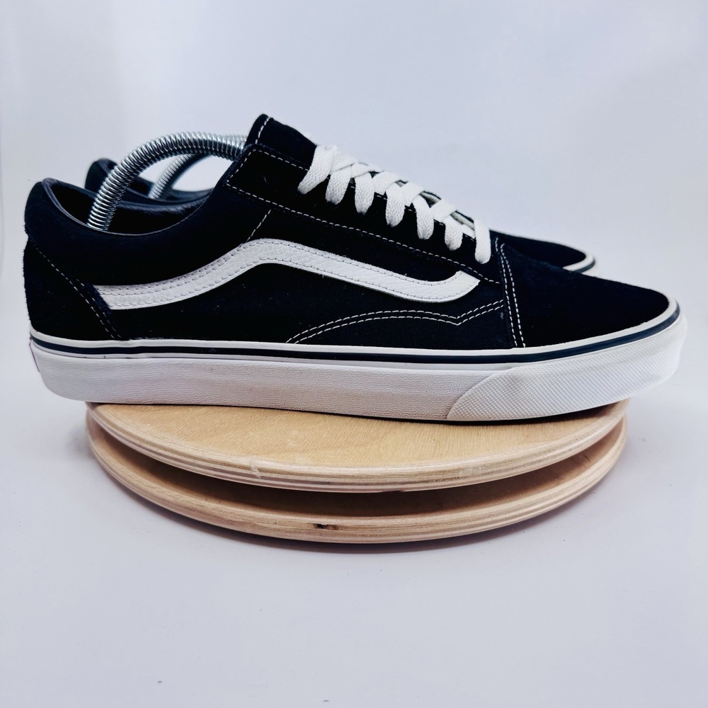 Vans Old Skool Sneakers Shoes Mens 11 black Canvas Suede Lace Up Skate - Picture 4 of 8